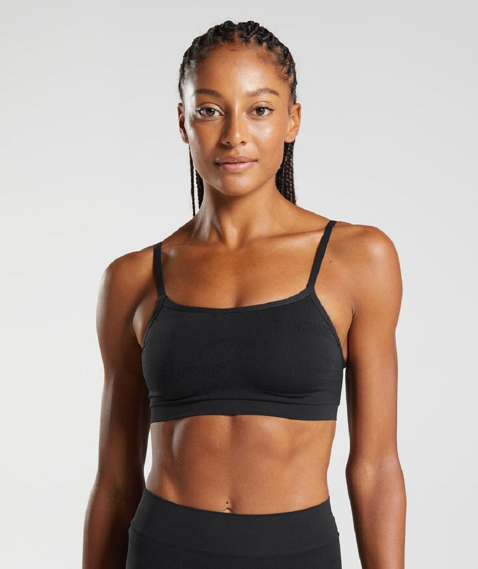 Bralette Gymshark Seamless Jacquard Mujer Negras | CO 2956HAP